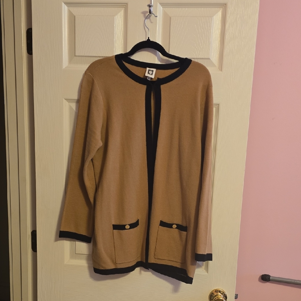 Anne Klein Tan Sweater with Black Trim